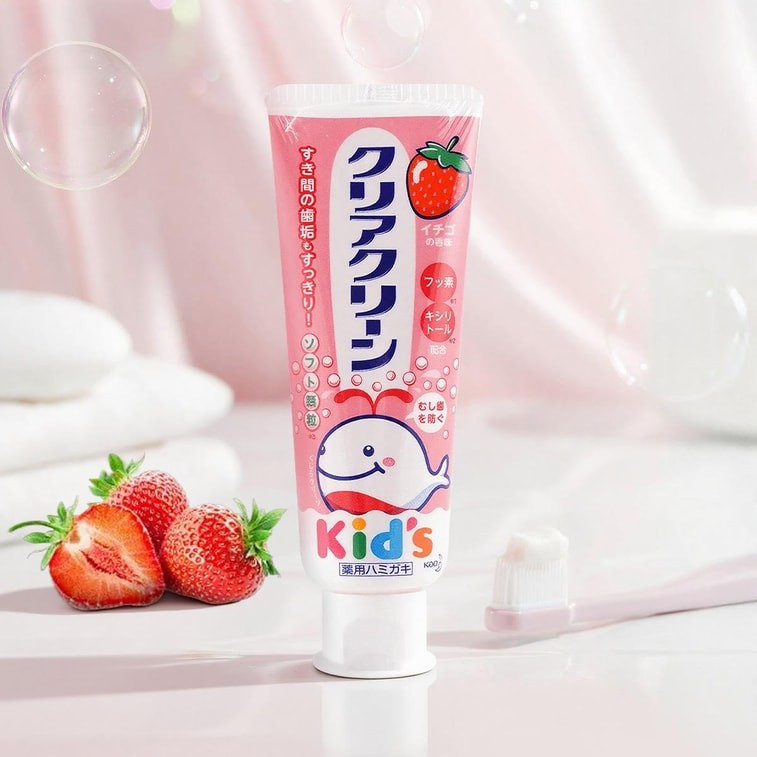 Japan KAO Kao Clear Clean high cleaning series moth-proof nano toothpaste for children 70g strawberry flavor.