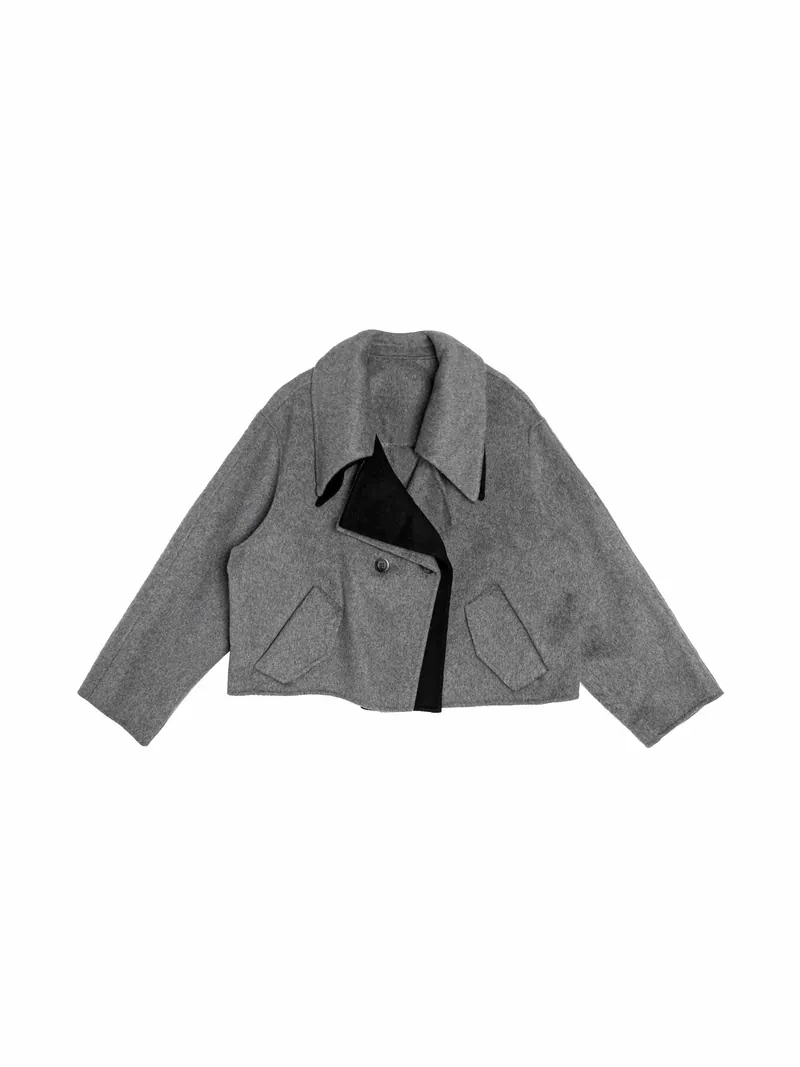 Wool coat with double collar design-25WDJ338L