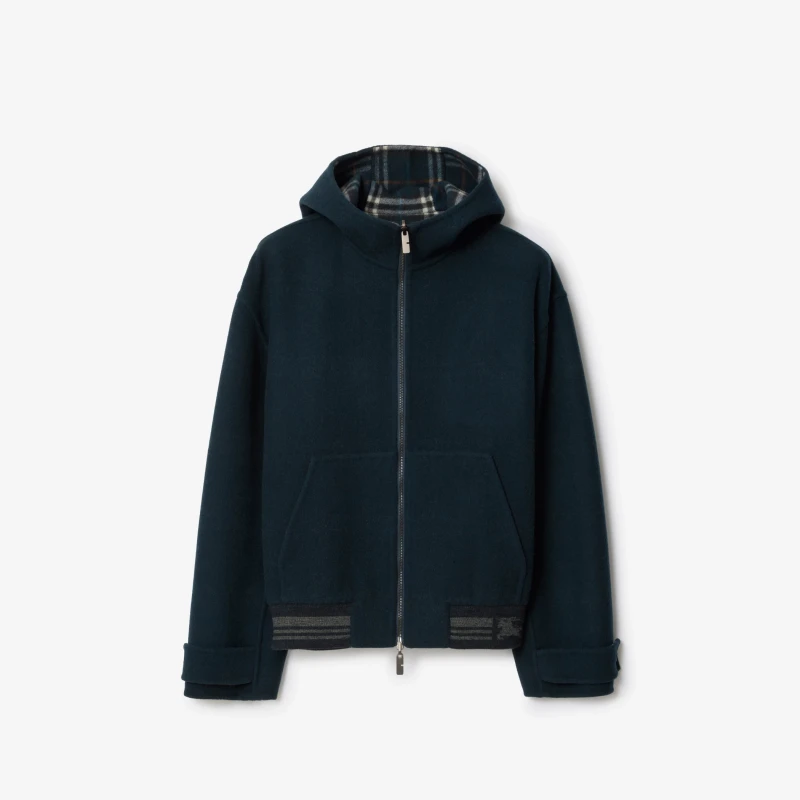 Reversible wool hooded jacket