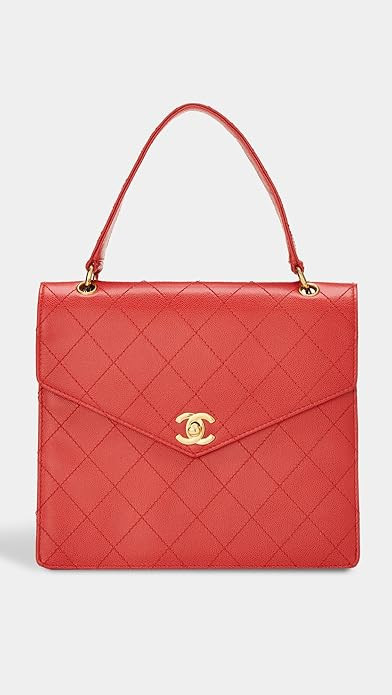 Chanel Red Caviar Envelope Flip Handbag