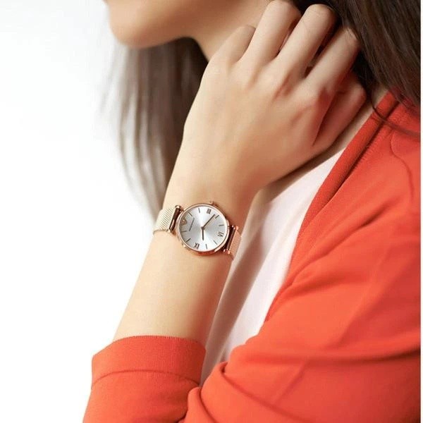 EMPORIO ARMANI นาฬิกาข้อมือผู้หญิง รุ่น AR1956 Retro Silver Dial - Rose Gold