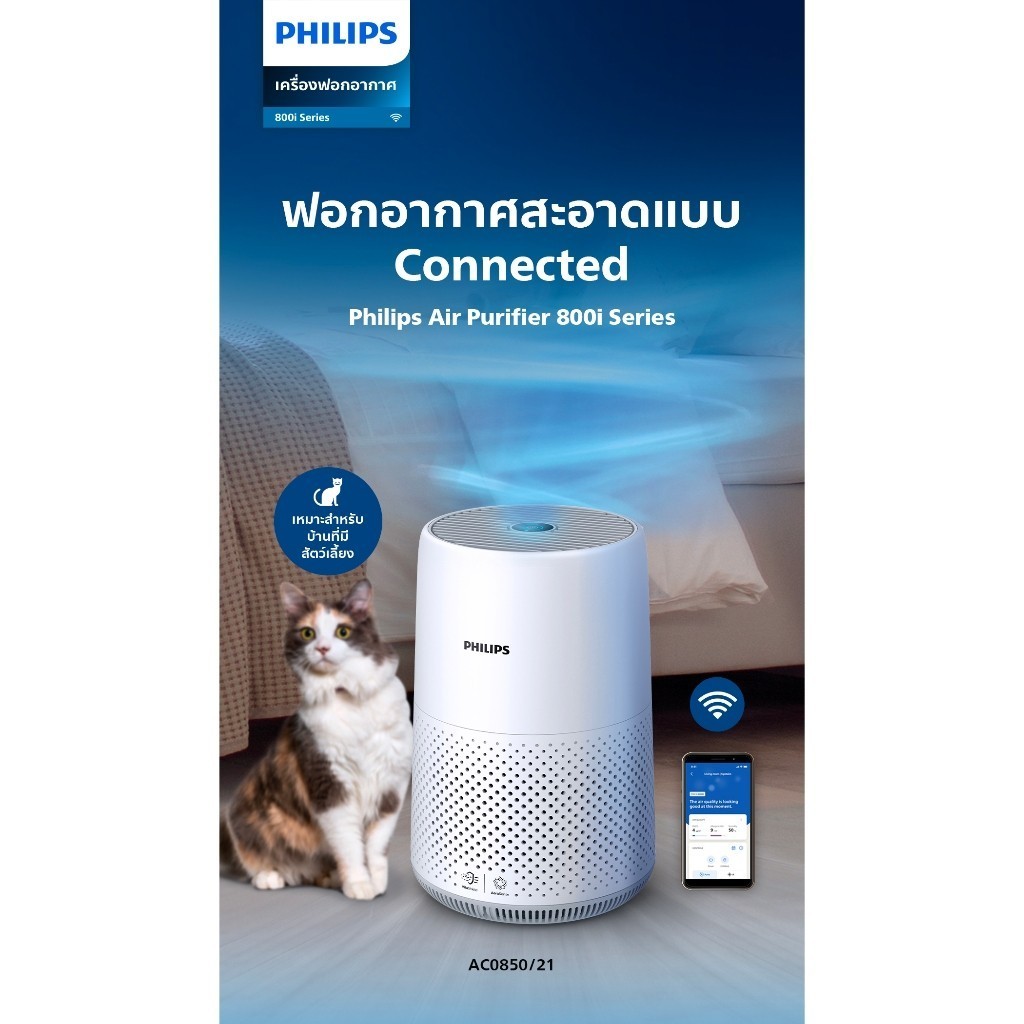 [Surprise FS] Philips Air Purifier เครื่องฟอกอากาศฟิลิปส์ Series 800i AC0850/21 สำหรับห้องขนาด 16-49 ตร.ม.