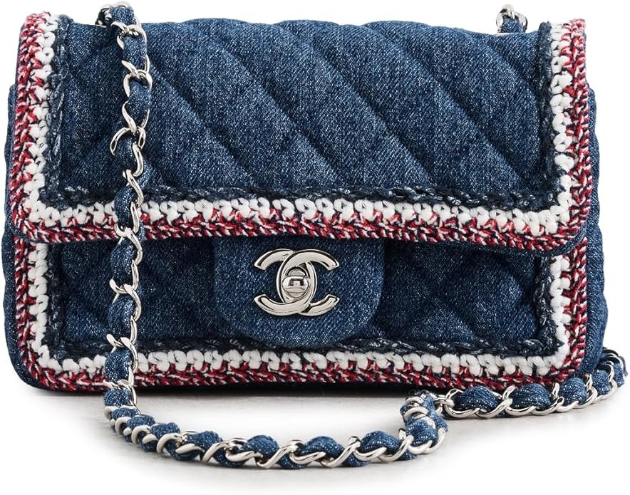 Chanel What Goes Around Comes Around Women's Blue Denim Rectangular Flap Mini Shoulder Bag