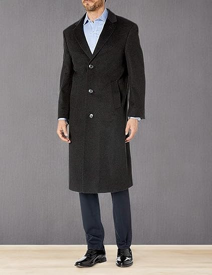 Adam Baker Men's Single-breasted Wool Cashmere Full-length Topcoat-Color