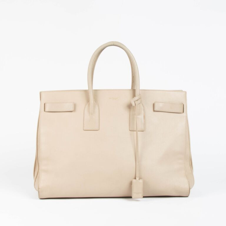 Saint Laurent Beige Leather Medium Sac de Jour Bag